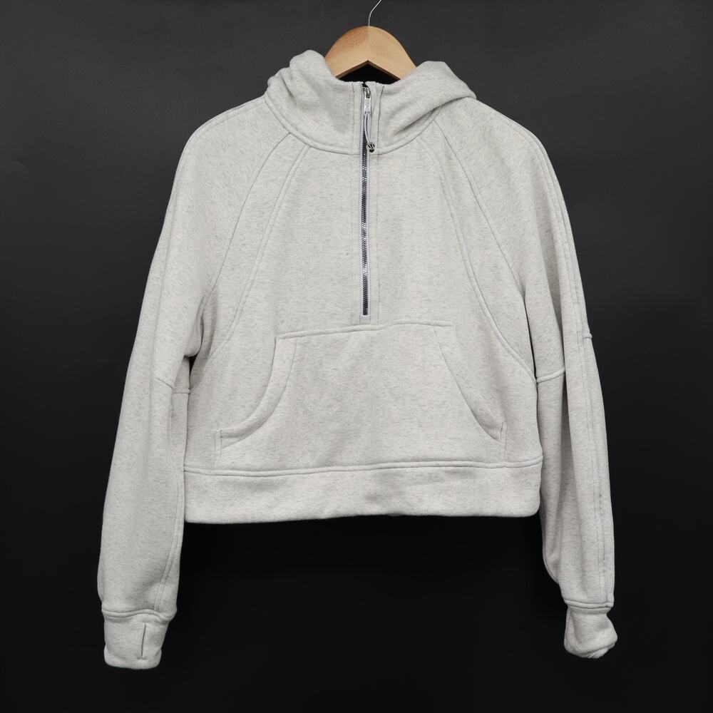 Lululemon Scuba Oversized M/L Half Zip Hoodie Plush Heathered Alpine White